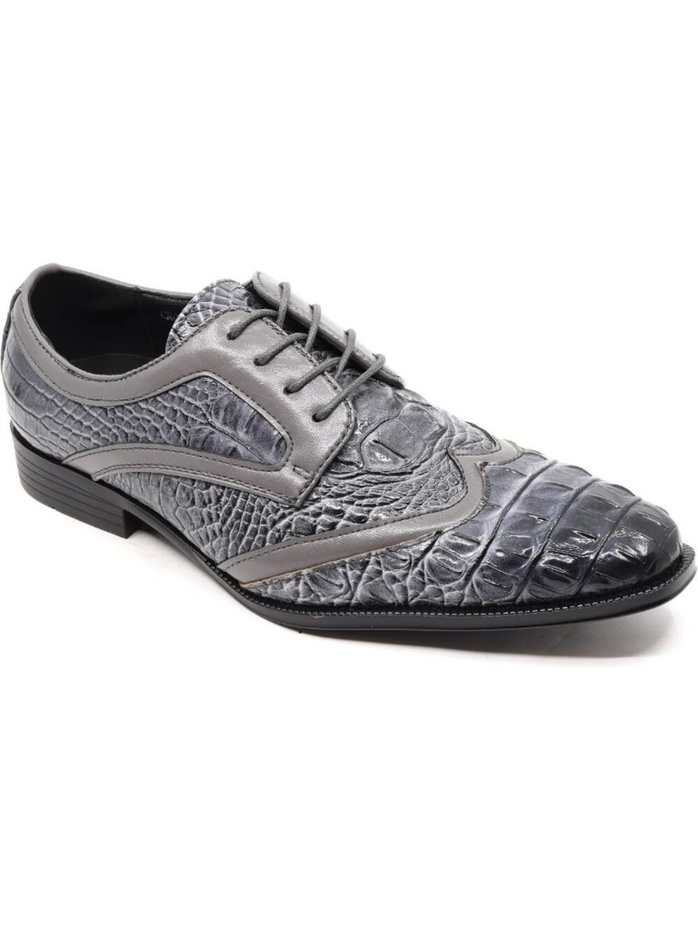 Stylish Men's Wingtip Lace-Up Oxford Shoes | Crocodile Embossed Formal Dress